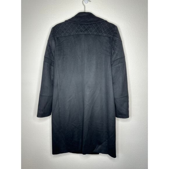 Gucci Black Wool Cashmere Sueded Gold Zip Long Line Trench Coat Jacket 44 - Picture 7 of 16